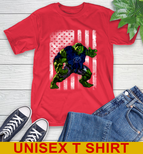 Tampa Bay Lightning Hulk Marvel Avengers NHL Hockey American Flag T-Shirt 12
