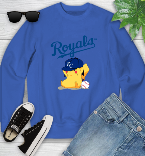 MLB Pikachu Baseball Sports Kansas City Royals Youth Sweatshirt 8