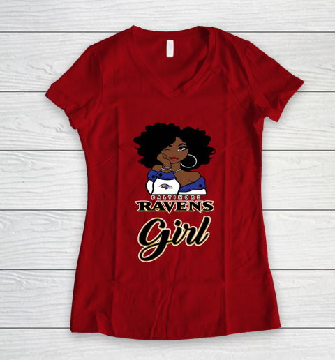 Baltimore Ravens Girl NFL Women's V-Neck T-Shirt 10