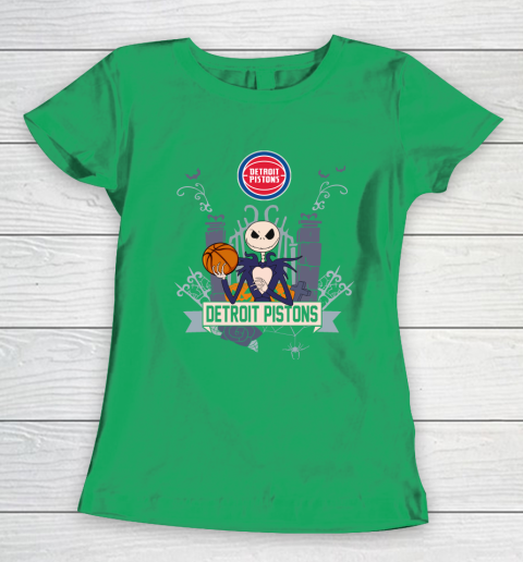 NBA Detroit Pistons Basketball Jack Skellington Halloween Women's T-Shirt 5