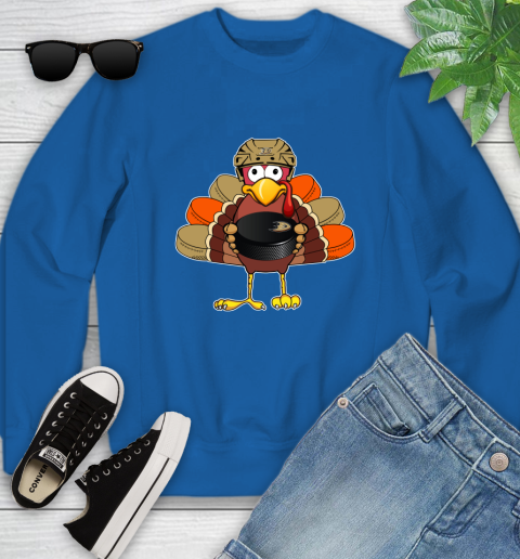 Anaheim Ducks Turkey Thanksgiving Day Youth Sweatshirt 8