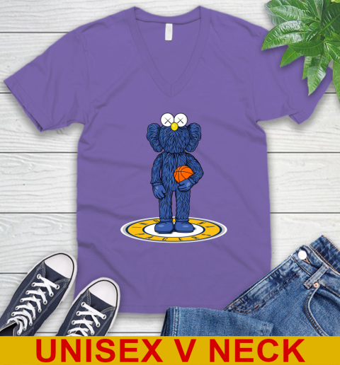 NBA Basketball Indiana Pacers Kaws Bff Blue Figure Shirt V-Neck T-Shirt 9