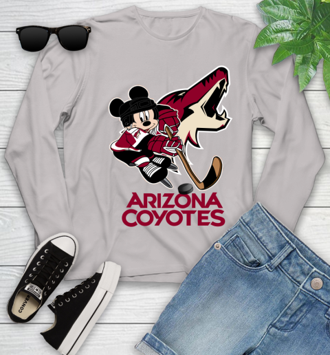 NHL Arizona Coyotes Mickey Mouse Disney Hockey T Shirt Youth Long Sleeve 12