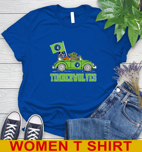 NBA Basketball Minnesota Timberwolves Darth Vader Baby Yoda Driving Star Wars Shirt Women's T-Shirt 9