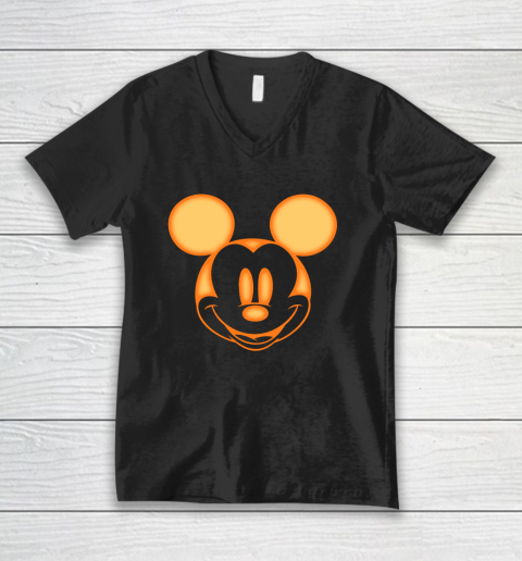 Disney Mickey Friends Halloween Mickey Carving V-Neck T-Shirt