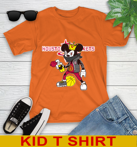 Houston Rockets NBA Basketball Mickey Peace Sign Sports Youth T-Shirt 7