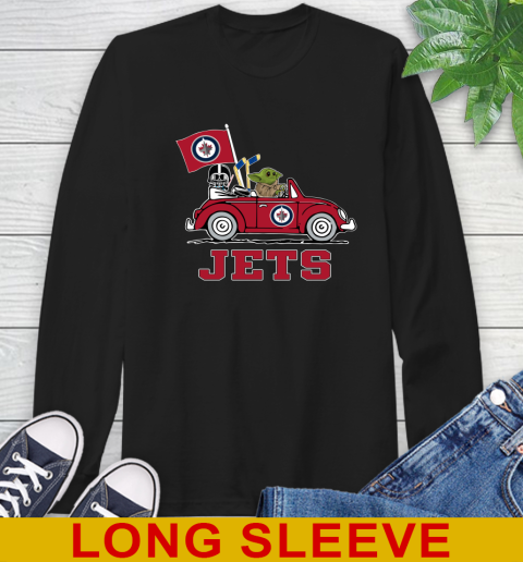 NHL Hockey Winnipeg Jets Darth Vader Baby Yoda Driving Star Wars Shirt Long Sleeve T-Shirt 2