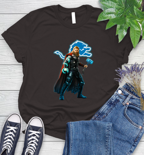 NFL Thor Avengers Endgame Football Detroit Lions Women's T-Shirt 8