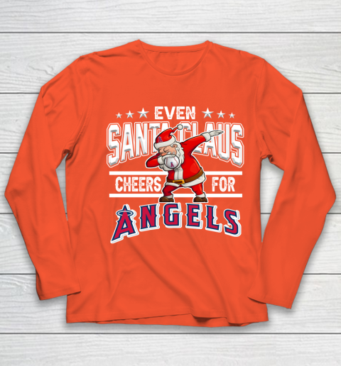 Los Angeles Angels Even Santa Claus Cheers For Christmas MLB Youth Long Sleeve 3