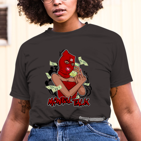Jordan 5 Red Suede Matching Sneaker Tshirt For Woman For Girl Money Talk Hipster Hip Hop Red Black Jordan Shirt