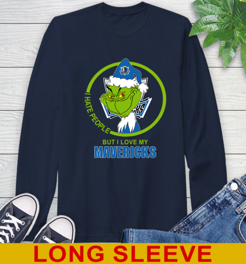 Dallas Mavericks NBA Christmas Grinch I Hate People But I Love My Favorite Basketball Team Long Sleeve T-Shirt 4