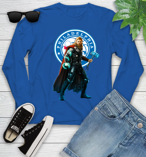 NBA Thor Avengers Endgame Basketball Philadelphia 76ers Youth Long Sleeve 9