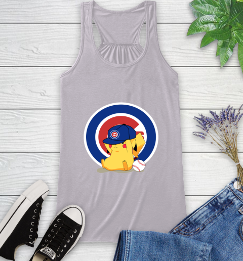 MLB Pikachu Baseball Sports Chicago Cubs Racerback Tank 5
