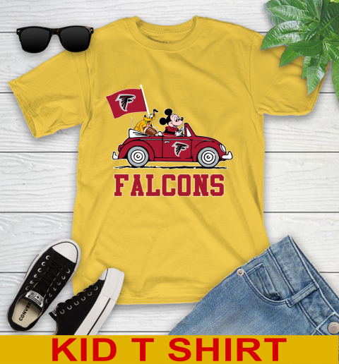 NFL Football Atlanta Falcons Pluto Mickey Driving Disney Shirt Youth T-Shirt - Image 9