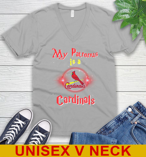 MLB Baseball Harry Potter My Patronus Is A St.Louis Cardinals V-Neck T-Shirt 3