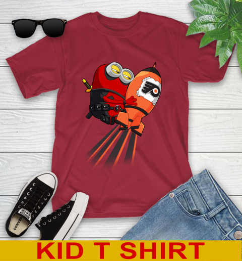NHL Hockey Philadelphia Flyers Deadpool Minion Marvel Shirt Youth T-Shirt 12