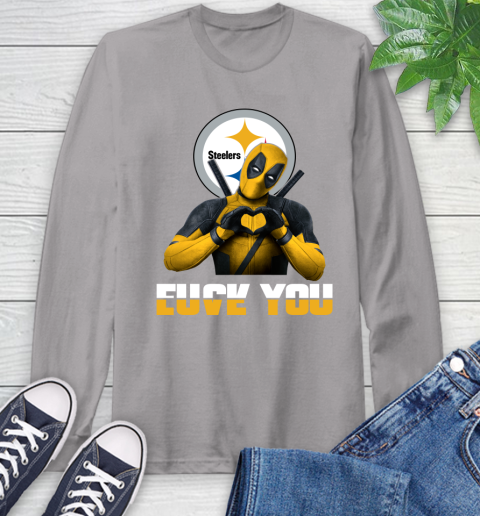 NHL Pittsburgh Steelers Deadpool Love You Fuck You Football Sports Long Sleeve T-Shirt 6