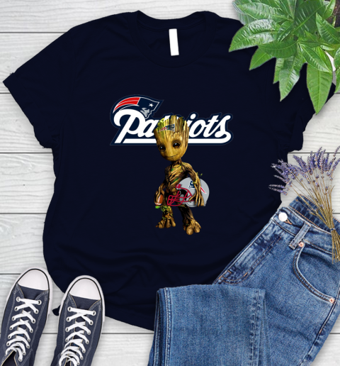New England Patriots NFL Football Groot Marvel Guardians Of The Galaxy Women's T-Shirt 3