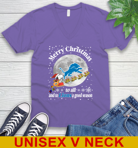 Detroit Lions Merry Christmas To All And To Lions A Good Season NFL Football Sports V-Neck T-Shirt 8