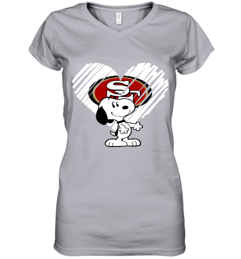 ls9r a happy christmas with san francisco 49ers snoopy women v neck t shirt 39 front sport grey