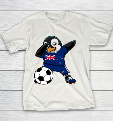 Dabbing Penguin New Zealand Soccer Fan Jersey Football Lover Youth T-Shirt