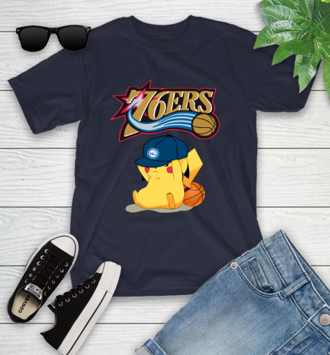 NBA Pikachu Basketball Sports Philadelphia 76ers Youth T-Shirt 3