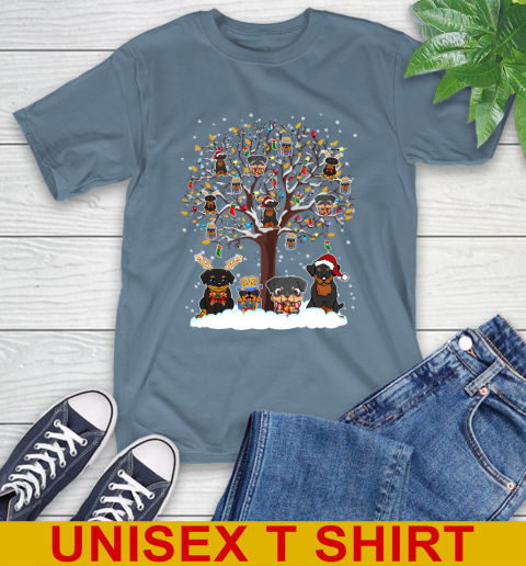 Rottweiler dog pet lover light christmas tree shirt 149
