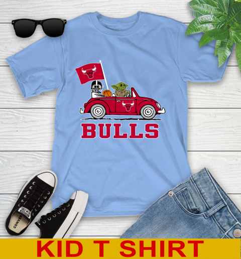 NBA Basketball Chicago Bulls Darth Vader Baby Yoda Driving Star Wars Shirt Youth T-Shirt 11