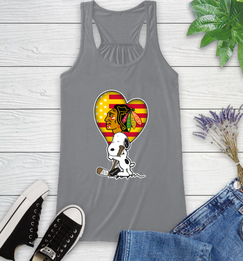 Chicago Blackhawks NHL Hockey The Peanuts Movie Adorable Snoopy Racerback Tank 5