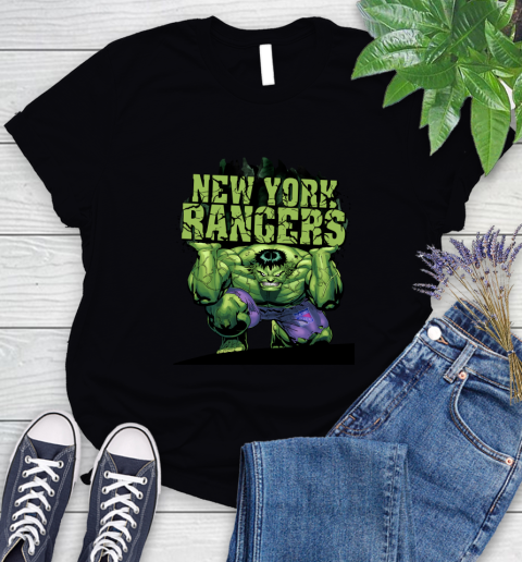 New York Rangers NHL Hockey Incredible Hulk Marvel Avengers Sports Women's T-Shirt 2
