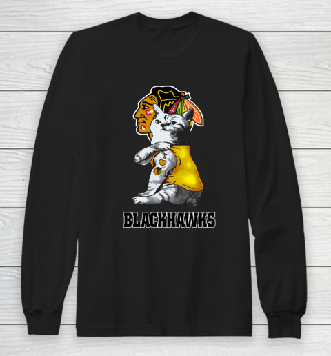 NHL My Cat Loves Chicago Blackhawks Hockey Long Sleeve T-Shirt
