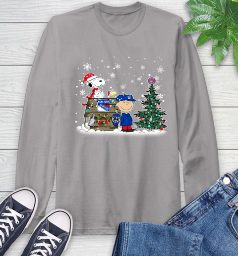NHL New York Rangers Snoopy Charlie Brown Woodstock Christmas Stanley Cup Hockey Long Sleeve T-Shirt 6