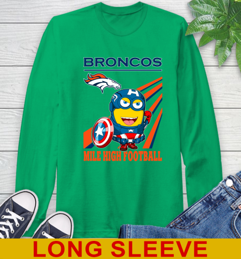 NFL Football Denver Broncos Captain America Marvel Avengers Minion Shirt Long Sleeve T-Shirt 8