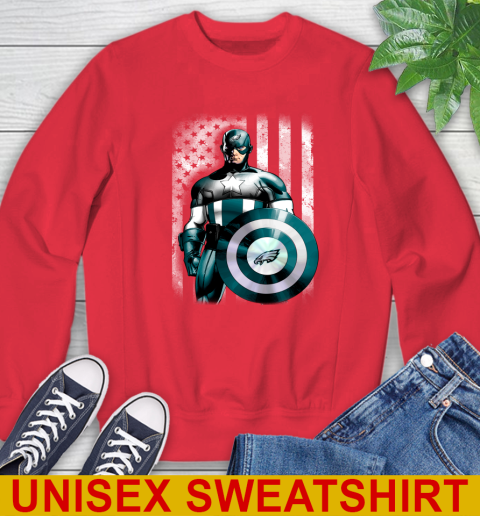 Philadelphia Eagles NFL Football Captain America Marvel Avengers American Flag Shirt Sweatshirt 12