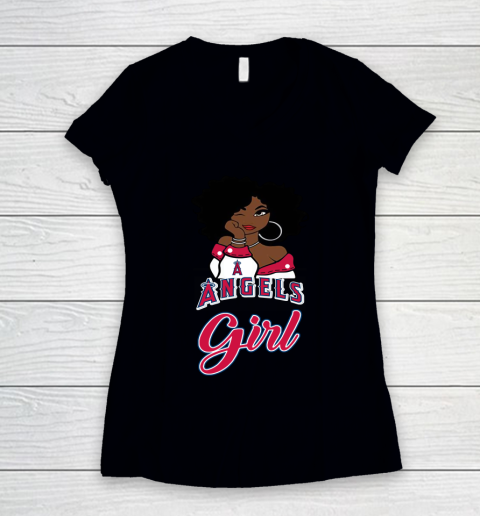 Los Angeles Angelss Girl MLB Women's V-Neck T-Shirt