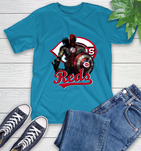 MLB Captain America Thor Spider Man Hawkeye Avengers Endgame Baseball Cincinnati Reds T-Shirt 8
