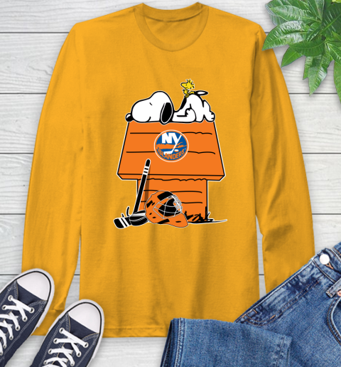 New York Islanders NHL Hockey Snoopy Woodstock The Peanuts Movie (1) Long Sleeve T-Shirt 3