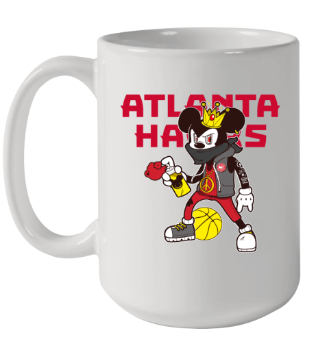 Atlanta Hawks NBA Basketball Mickey Peace Sign Sports Ceramic Mug 15oz