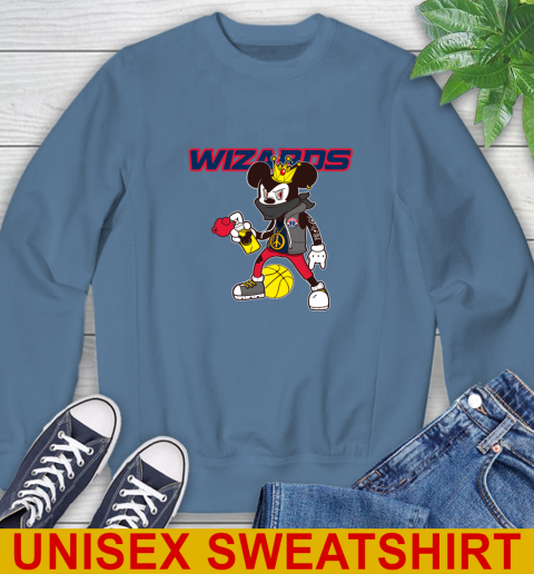 Washington Wizards NBA Basketball Mickey Peace Sign Sports Sweatshirt 8