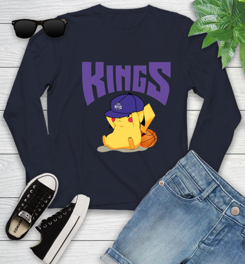 NBA Pikachu Basketball Sports Sacramento Kings Youth Long Sleeve 3