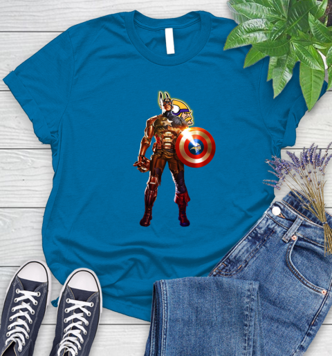 NFL Captain America Marvel Avengers Endgame Football Sports Minnesota Vikings Women's T-Shirt 7