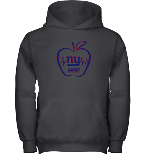 Apple Heartbeat Teacher Symbol New York Giants Youth Hoodie