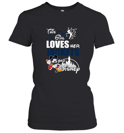 This Girl Love Her Columbus Blue Jackets And Mickey Disney Women's T-Shirt