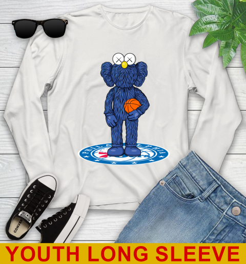 NBA Basketball Philadelphia 76ers Kaws Bff Blue Figure Shirt Youth Long Sleeve 12