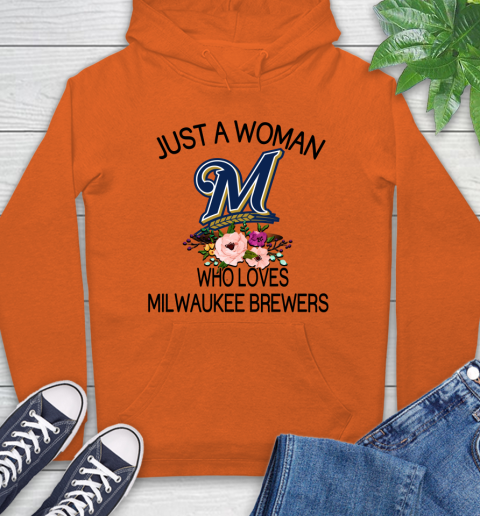 MLB Just A Woman Who Loves Milwaukee Brewers Baseball Sports Hoodie 3