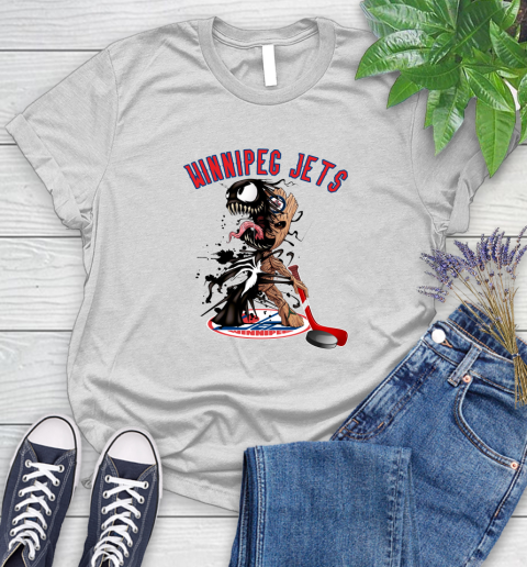 NHL Winnipeg Jets Hockey Venom Groot Guardians Of The Galaxy Women's T-Shirt