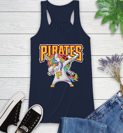 Pittsburgh Pirates MLB Baseball Funny Unicorn Dabbing Sports Racerback Tank 12