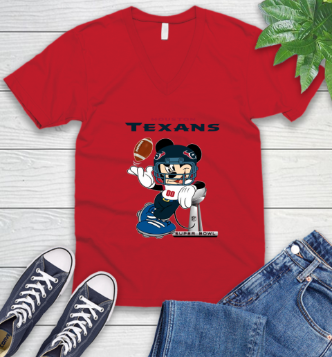 NFL Houston Texans Mickey Mouse Disney Super Bowl Football T Shirt V-Neck T-Shirt 7
