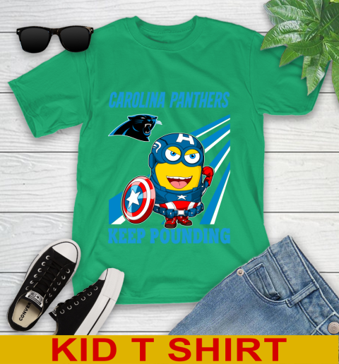 NFL Football Carolina Panthers Captain America Marvel Avengers Minion Shirt Youth T-Shirt 7