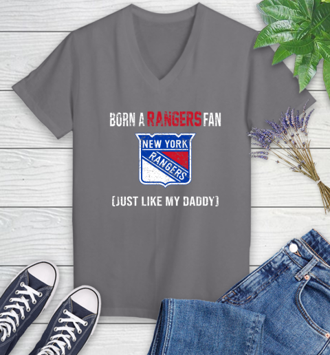 NHL New York Rangers Hockey Loyal Fan Just Like My Daddy Shirt Women's V-Neck T-Shirt 9